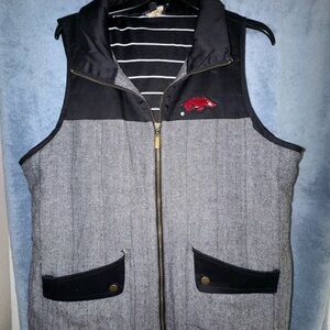 Women's Black and Gray Herringbone Vest Arkansas Razorbacks